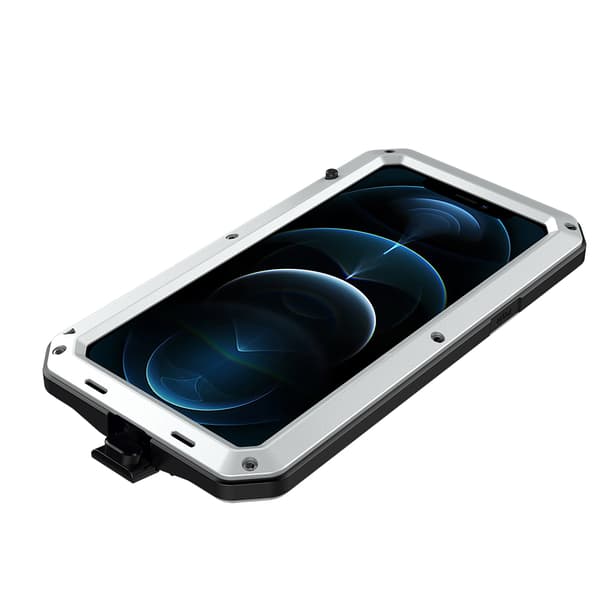 Kraftigt 360-Aluminiumfodral HEAVY DUTY - iPhone 13 Mini Silver
