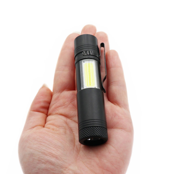 Mini COB LED Liten och Smidig Ficklampa Svart