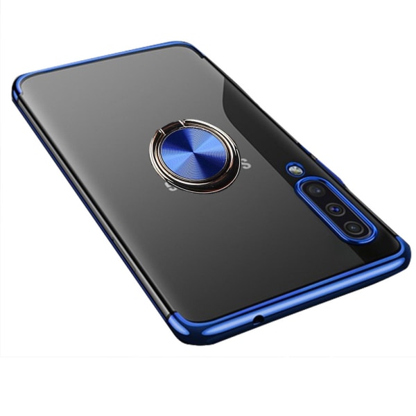 Samsung Galaxy A70 - Ainutlaatuinen silikonikuori sormustelineellä Blå