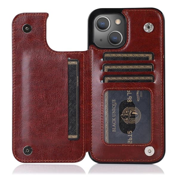 Elegant Smidigt Skal med Kortfack - iPhone 13 Röd