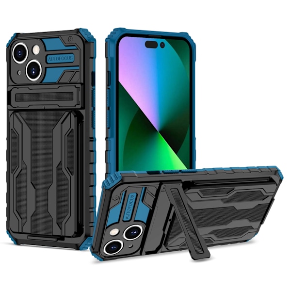 iPhone 15 Hybrid Wallet Case - Skydd, Ställ och Kortfack för Alla Tillfällen Grön