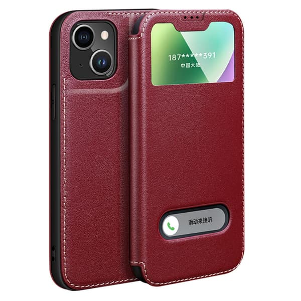iPhone 13 TPU & Läderfodral  Skydd i Tidlös Stil Svart