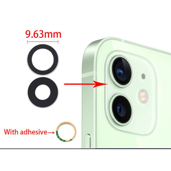 2-PACK takakameran vanteen linssin varaosa iPhone 12 Transparent/Genomskinlig