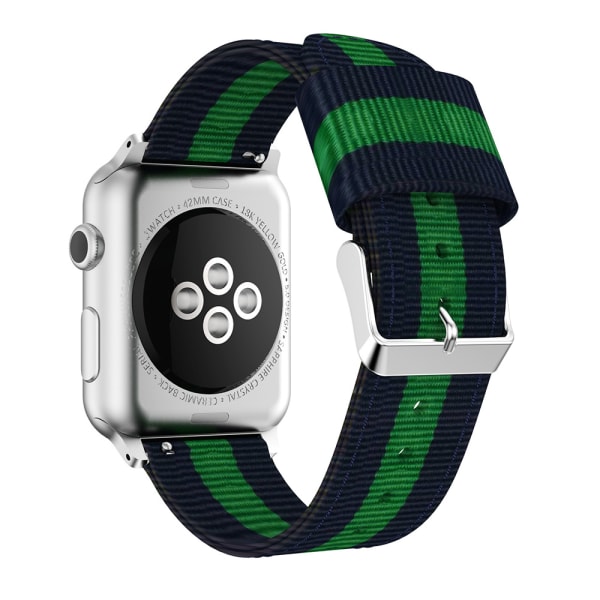Apple Watch 44 mm - Eksklusivt armbånd i vevd nylon Grön/Vit/Röd