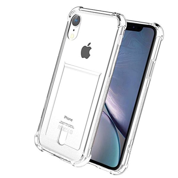 iPhone XR - Smidigt Silikonskal med Kortfack Transparent/Genomskinlig