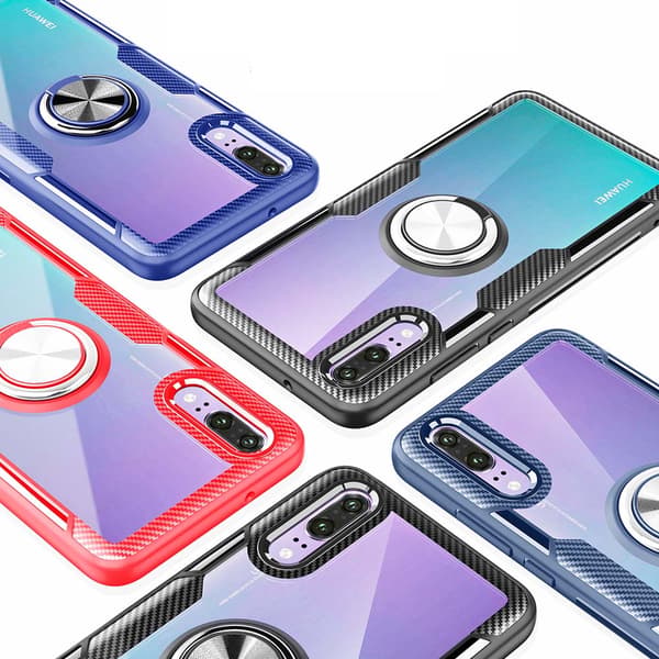 Robust Skal med Ringhållare - Huawei P20 Blå/Blå