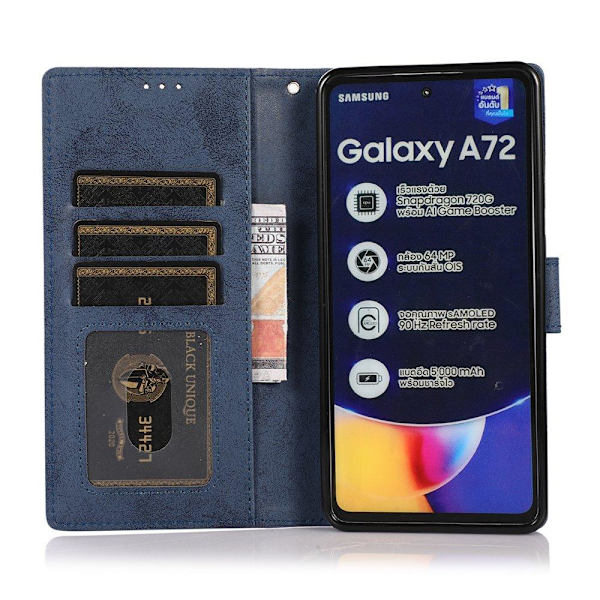 Smidigt Plånboksfodral - Samsung Galaxy A72 Mörkblå