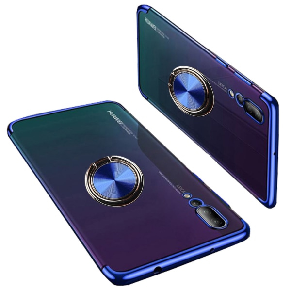 Huawei P20 - Silikoninen suojus rengaspidikkeellä Silver