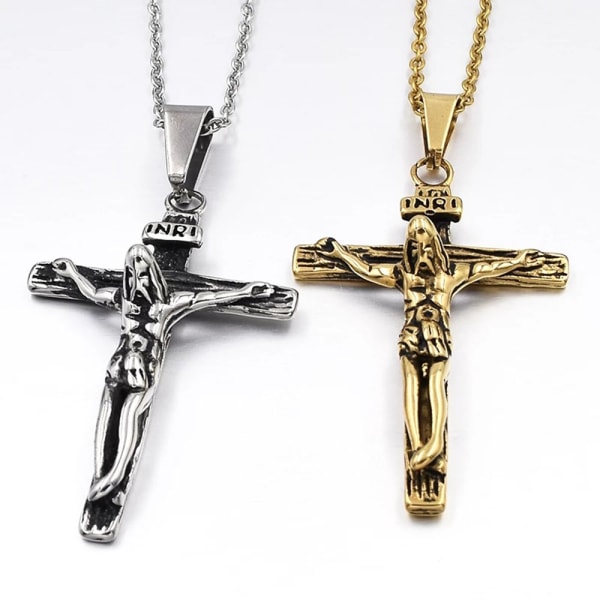 Stilrent Jesus Kors HÖG KVALITET Halsband Silver