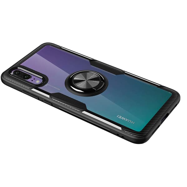 Robust Skal med Ringhållare - Huawei P20 Svart/Silver