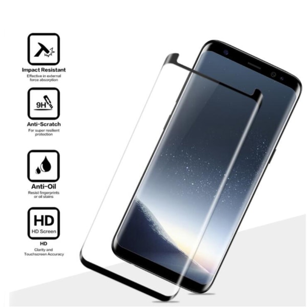 HuTech skærmbeskytter CASE-venlig og fuldlim Samsung Galaxy S8+ Svart