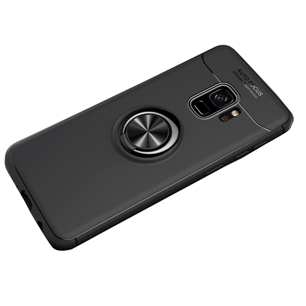 Skyddande Skal med Ringhållare - Samsung Galaxy S9 Svart/Röd Svart/Röd