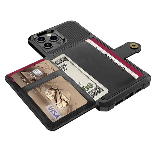 Stilsäkert Skal med Kortfack - iPhone 13 Pro Max Röd