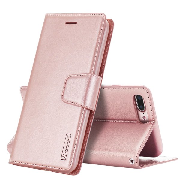 iPhone X/XS - Hanmanin PU-nahkainen lompakkokotelo Rosa
