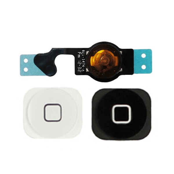 iPhone 5 - Komplett Hjem-knapp inkl. flex kabel (HVIT eller SVART) Svart