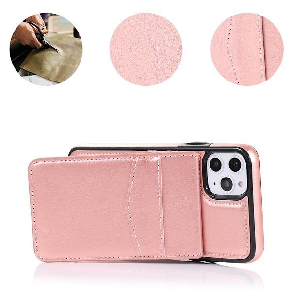 iPhone 11 - Elegant LEMAN Skal med Kortfack Svart