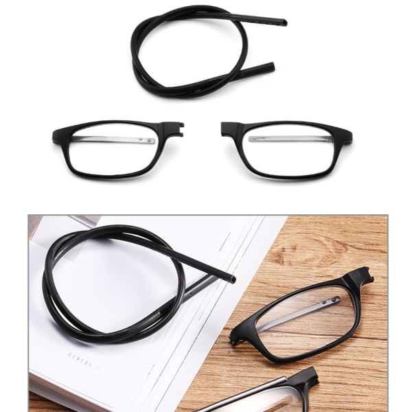 Magnetiske Læsebriller med elastisk Snøre Svart / Grå +1.5