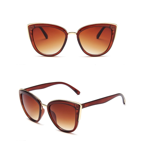 Elegante Cat Eye-solbriller med høy kvalitet og polarisert Brun