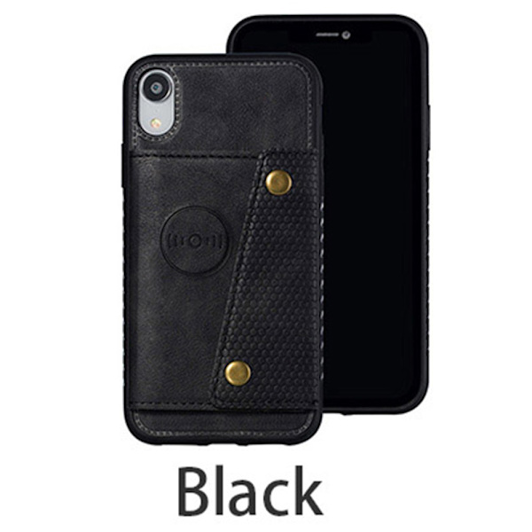 Smidigt Retro Skal med Korthållare - iPhone XR Grå