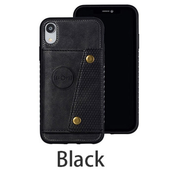 Smidigt Retro Skal med Korthållare - iPhone XR Mörkblå