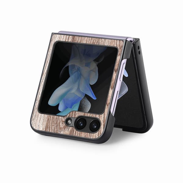 Trätextur Skal för Samsung Galaxy Z Flip5 5G Kaffe