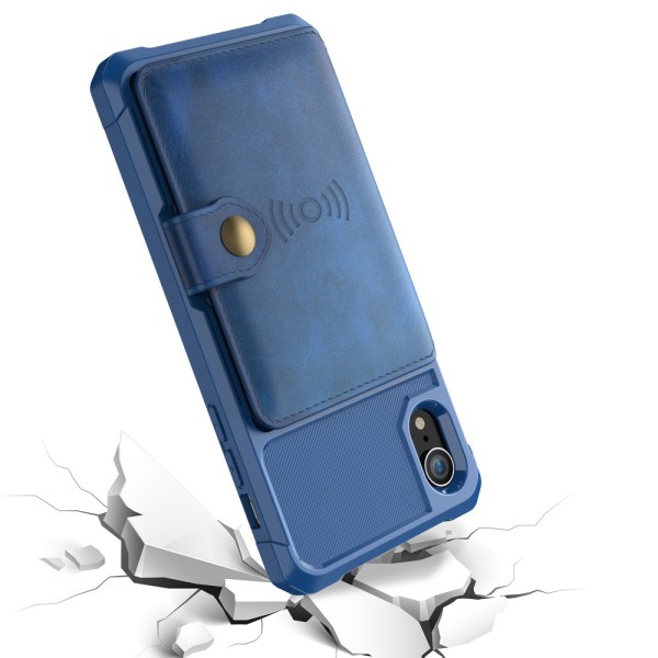 iPhone XR - Glat stødabsorberende etui med kortrum Blå