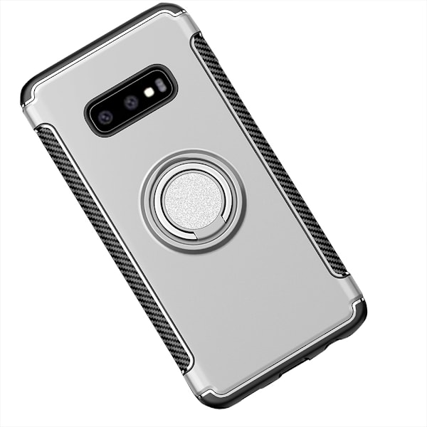 Samsung Galaxy S10 - Exklusivt Hybridskal med Ringhållare Silver
