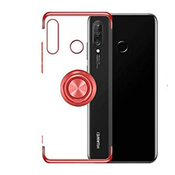 Huawei P30 Lite - FLOVEME Silikonskal med Ringhållare Röd