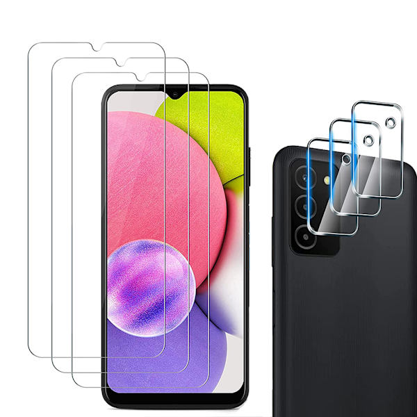 3-PACK Sk�rmskydd + Kameralinsskydd HD 0,3mm Samsung Galaxy A03s Transparent