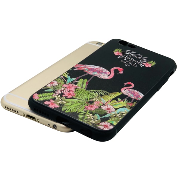 Retro-kuori (Black Flamingo) iPhone 6/6S Plus -puhelimelle