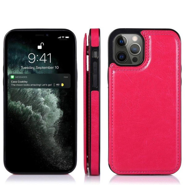 iPhone 13 Pro - Effektivt cover med kortrum Rosaröd