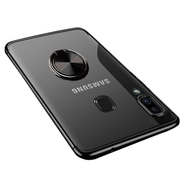 St�td�mpande Silikonskal med Ringh�llare - Samsung Galaxy A20E Svart
