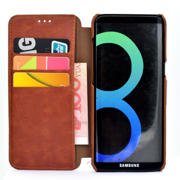 Praktisk etui med kortspor for Samsung Galaxy S8+ Brun