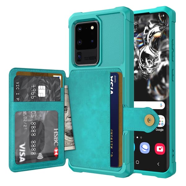 Professionelt cover med kortholder - Samsung Galaxy S20 Ultra Blå Blå