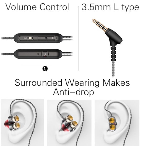 LANGSDOM Dual Driver In-ear hovedtelefoner Genomskinlig