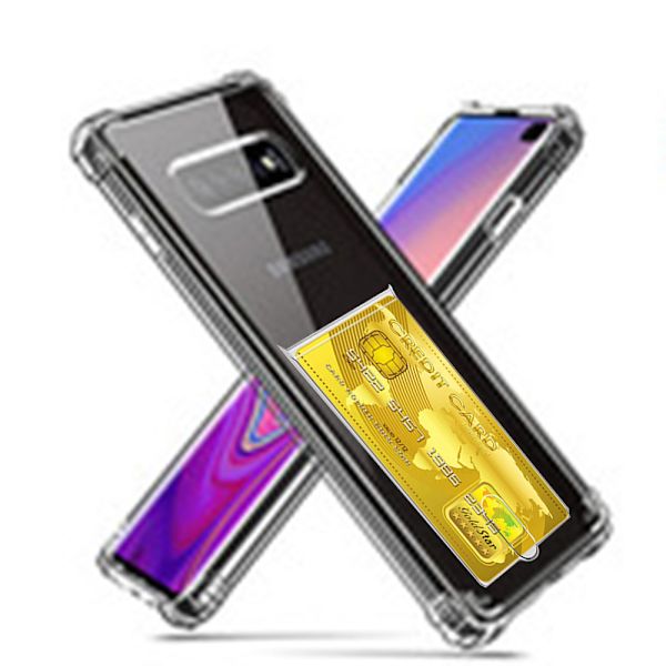 Samsung Galaxy S10 Plus - Stötdämpande Skal med Korthållare Transparent/Genomskinlig