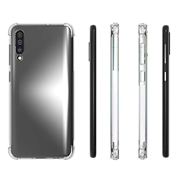 Samsung Galaxy A70 - Genomtänkt Stötdämpande Silikonskal Blå/Rosa