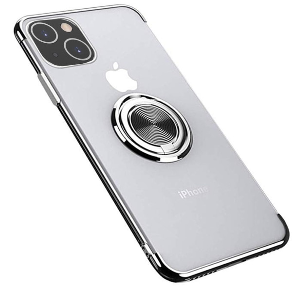 Tyylikäs kansi sormustelineellä - iPhone 13 Silver