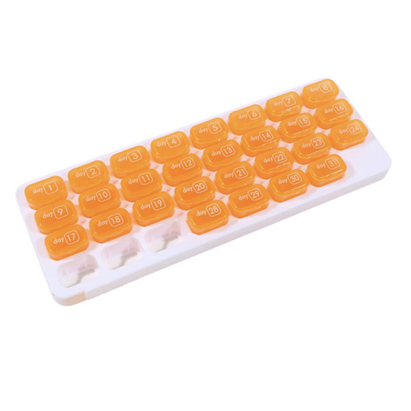 Praktisk 31-roms dosett medisinsk medisinboks Orange