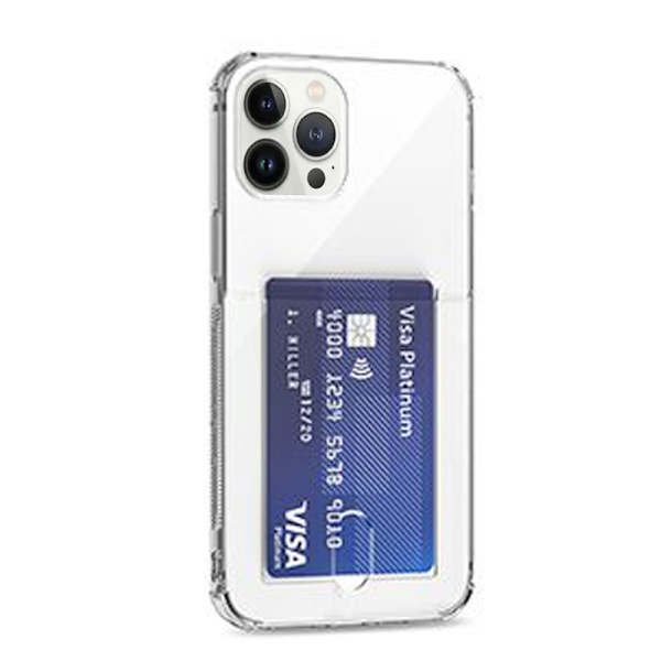 Stötdämpande Silikonskal med Kortfack - iPhone 13 Pro Max Röd