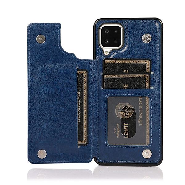 Eksklusivt glat cover med kortrum - Samsung Galaxy A12 Rosaröd