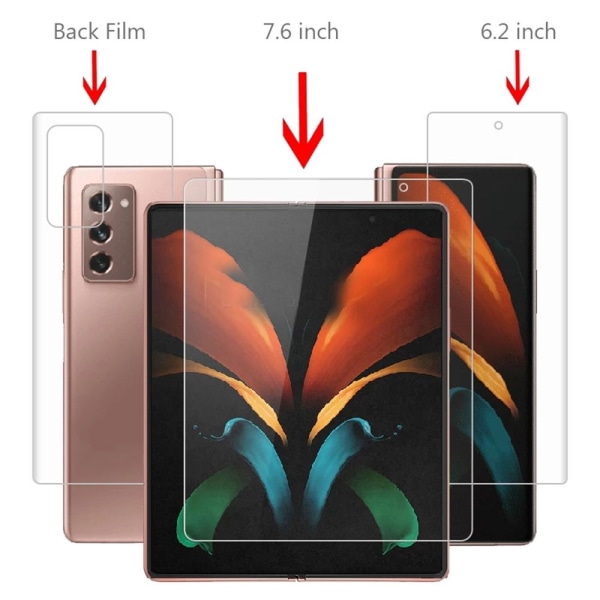 3-PACK 3-in-1 Hydrogel Skärmskydd Samsung Galaxy Z Fold 2 Transparent