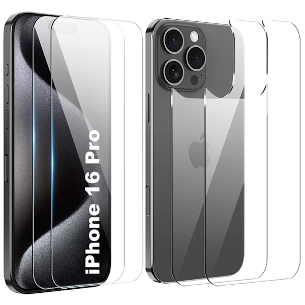 iPhone 16 Pro 2-pack Komplett skydd Fram- & Baksida 0,3mm Transparent
