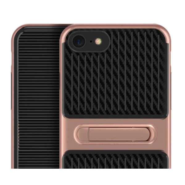 iPhone SE 2022 - FLOVEME Stilfuld stødabsorberende carbon skal Roséguld