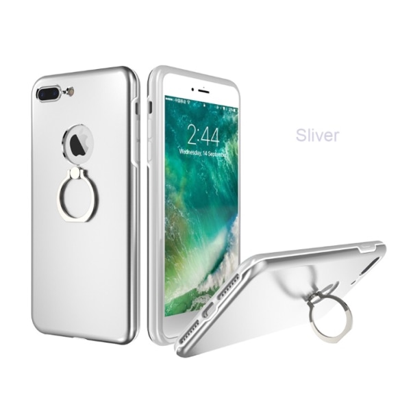 Praktisk Elegant iPhone 7 cover med ringholder fra KISSCASE Silver/Grå