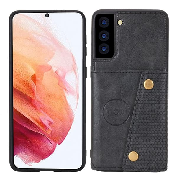 Smart Skal med Kortfack - Samsung Galaxy S21 Röd