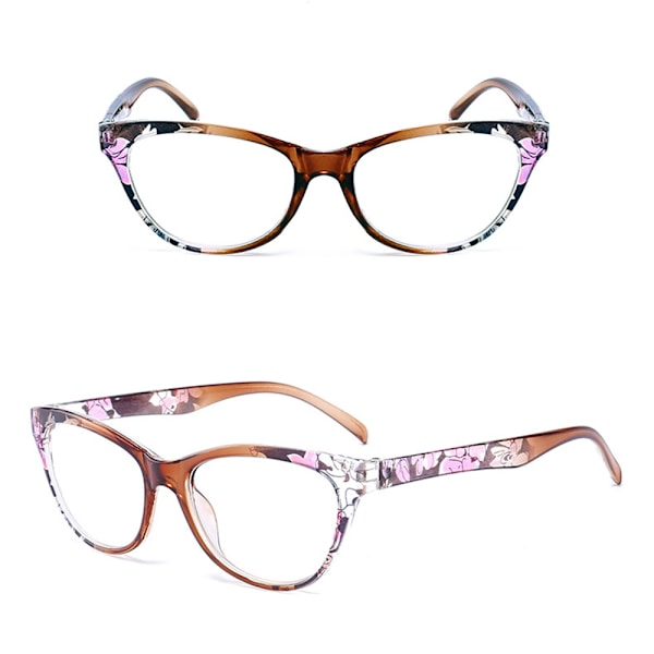 Praktiske Blomstrete Leseglass Brun 4.0