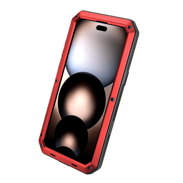 iPhone 17 Pro Skyddsskal i Aluminium  Robust, Stilrent & Greppvänligt Röd