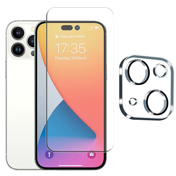 2-PACK Näytönsuoja + Kameran linssisuoja HD 0,3mm iPhone 14 Plus Transparent