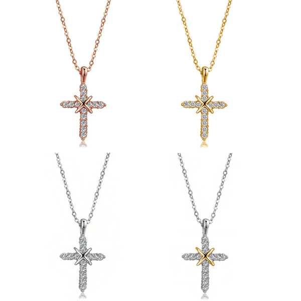 Elegant Hålbart Kors Halsband Guld